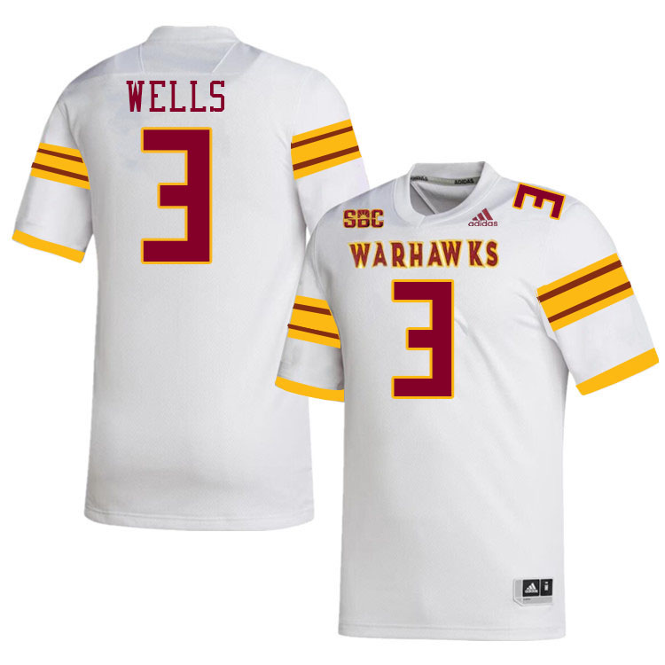 #3 Davon Wells Louisiana-Monroe Warhawks College Football Jerseys Stitched-White